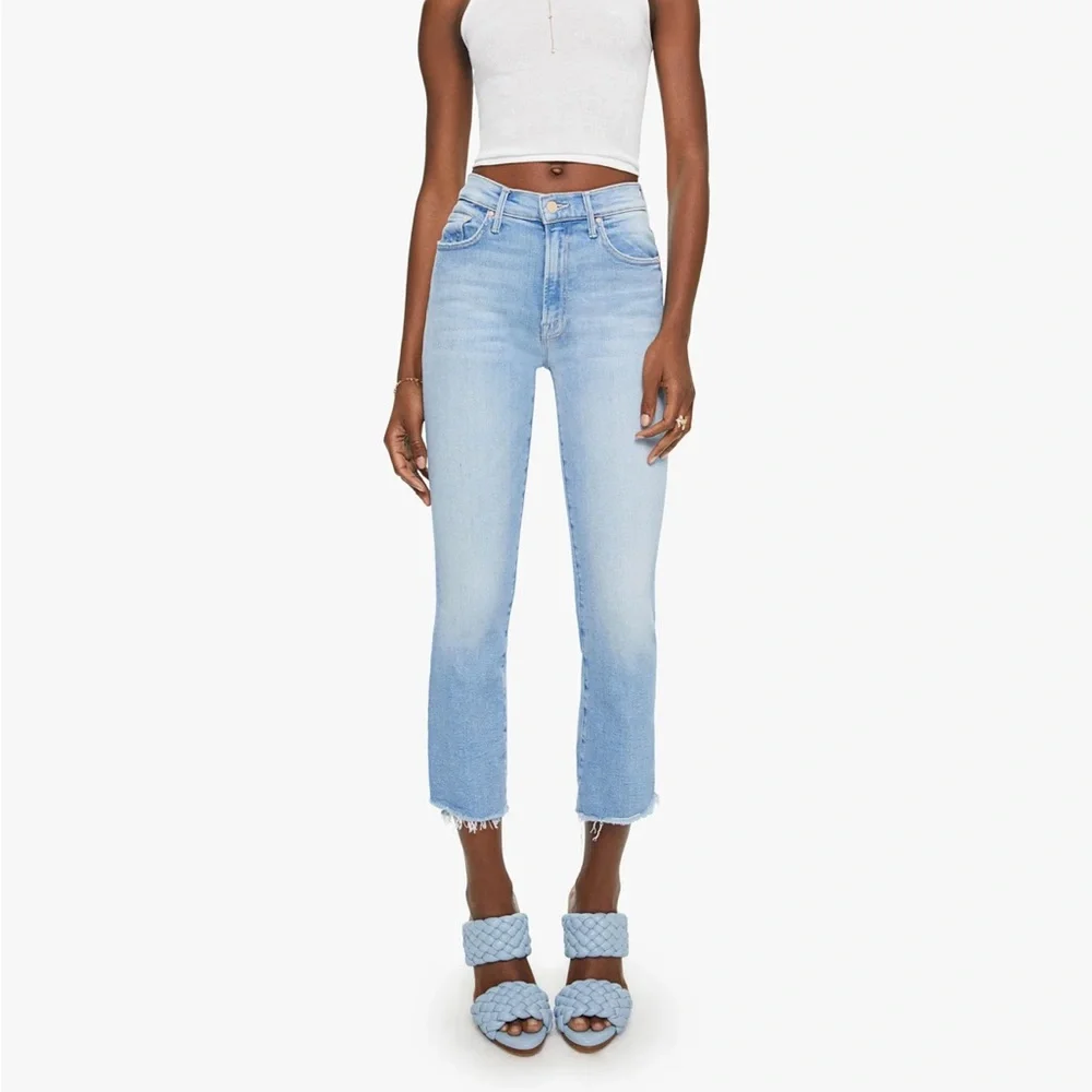 MOTHER‎ The Insider Crop Step Fray Wash Limited Edition Blue Cotton Size 25